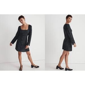 Madewell Seamed Long-Sleeve Mini Dress in Ditsy Floral Size 2